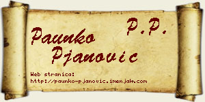 Paunko Pjanović vizit kartica